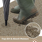 BEQHAUSE Dirt Trapper Door Mat 24" x 60", Non-Slip Washable, Light Beige | - Image 3