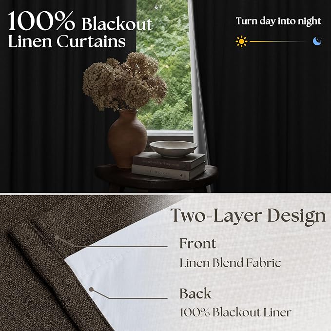 Dark Chocolate 96 Inch Blackout Pinch Pleated Curtains 2 Panels | - Image 3