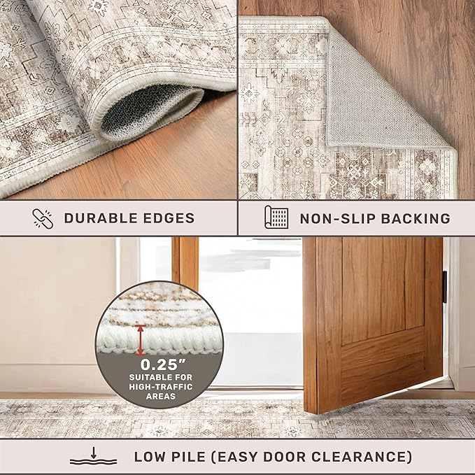 Washable Farmhouse Living Room Rug, 8x10 Area Rugs - Image 5