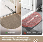 BEQHAUSE Dirt Trapper Door Mat 26" x 40" Half Circle Non Slip Rugs, Taupe | - Image 6