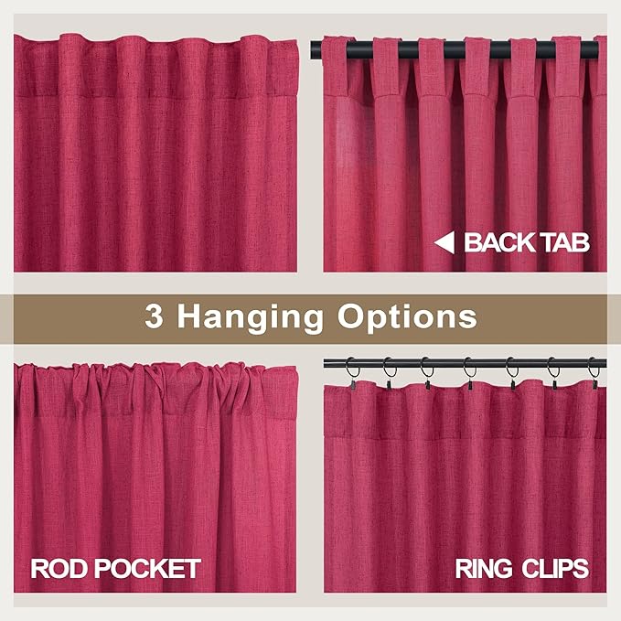 Pitalk Hot Pink Curtains 63 Inch Length - Image 4