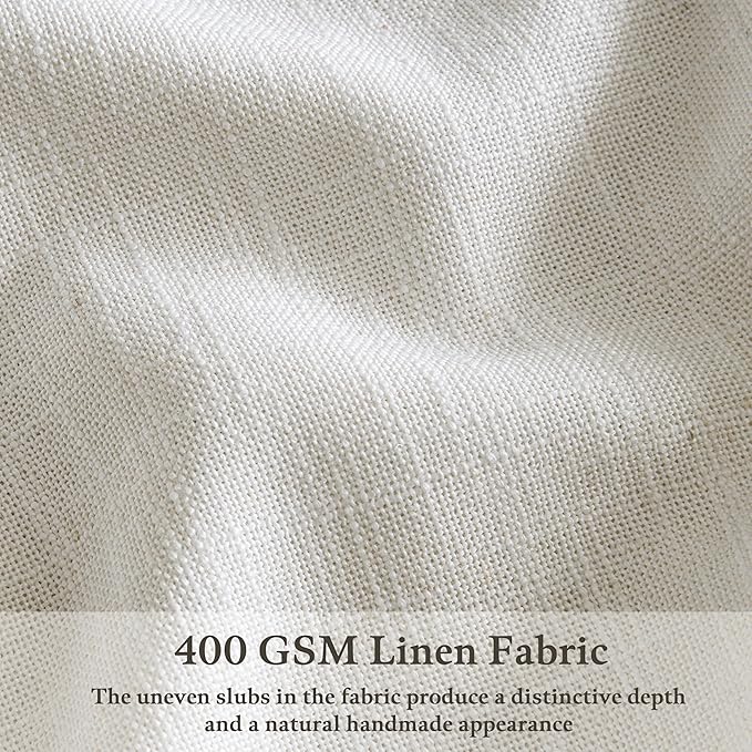 100 Inch Light Filtering Linen Pleat Farmhouse Beige Curtains | Pinch Pleated - Image 3