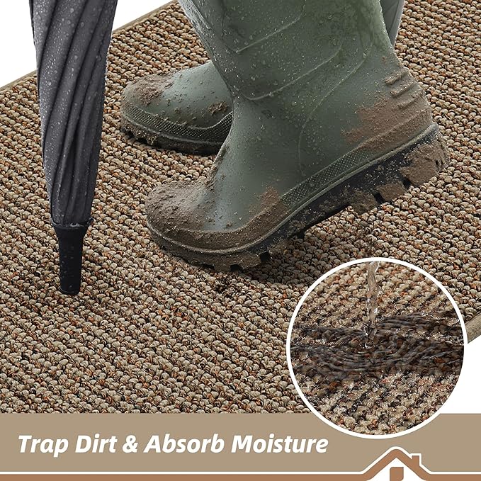 BEQHAUSE Dirt Trapper Door Mat 24" x 60", Non-Slip Washable Doormats, Low - Image 3
