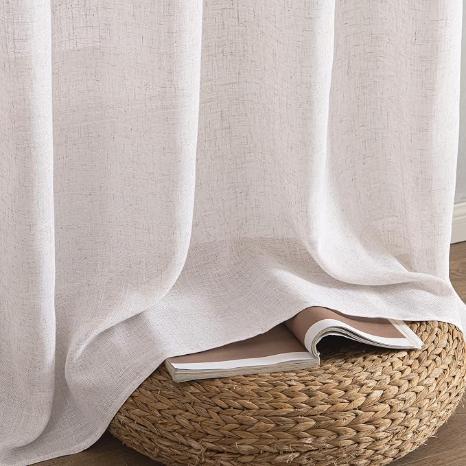 MIULEE White Linen Curtains 37x90 Inch Long 2 Panels - Image 7