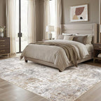 UERMEI 10x12 Area Rug Living Room Rugs Washable Neutral Brown Grey Carpet | - Image 3