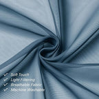 Dusty Blue Sheer Curtains 96 Inches Long 2 Panels, Light Filtering Breathable - Image 2