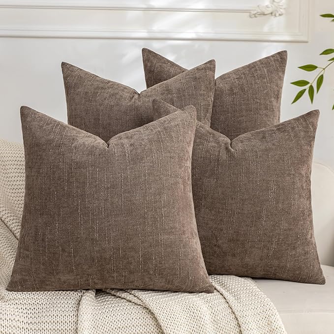Set of 4 Soft Textured Decorative Throw Pillow Covers 20x20 Inch Cozy Farmhouse by Cozoomy