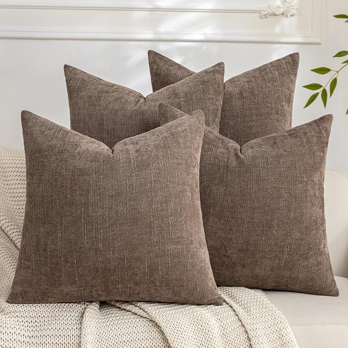 Set of 4 Soft Textured Decorative Throw Pillow Covers 24x24 Inch Cozy Farmhouse by Cozoomy