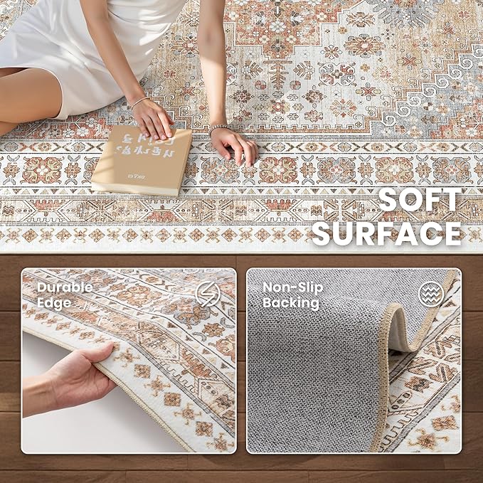 2'6 x 12' Runner Rug Non Slip, Washable Kitchen Rugs, Living Room, Long Rug - Image 5