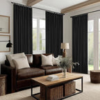Black 120 Inch Pinch Pleated 100% Blackout Curtains - Image 8