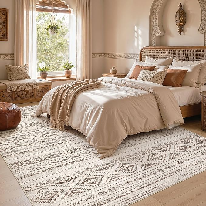 cotiled Boho 10x14 Area Rug for Living Room: Large Moroccan Washable Rug | - Image 5