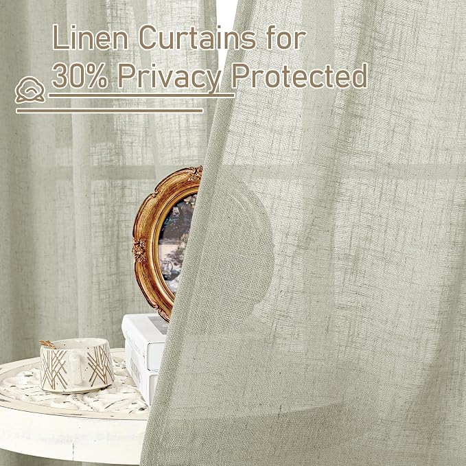 Sage Grey Linen Kitchen Curtains 30 Inch Length - Image 5