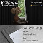 Dark Grey Pleated Thick Linen Blackout Curtains 90 Inches Long - Image 2