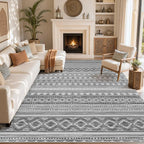 cotiled Boho 7x9 Area Rug for Living Room: Large Moroccan Washable Rug | Stain - Image 8
