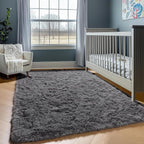Grey 3x5 Rugs for Bedroom, Fluffy Gray Bedside Area Rug, Ultra Soft Shaggy - Image 5
