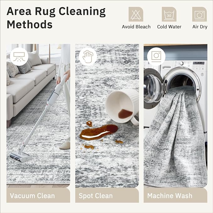 Soalmost 4x6 Area Rug for Living Room, Washable Rugs Non-Slip, Thin Foldable - Image 9