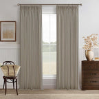Extra Long Semi Sheer Linen Pleat Curtains Burlywood Birch 126 Inch Long | by Twodrapes