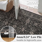 Schweek 2.6x8 Runner Rugs Non Slip Vintage Floral Washable Runner Black | - Image 4
