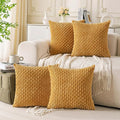 Set of 4 Mustard Yellow Decorative Throw Pillow Covers 16x16 Inch Corduroy by Cozoomy