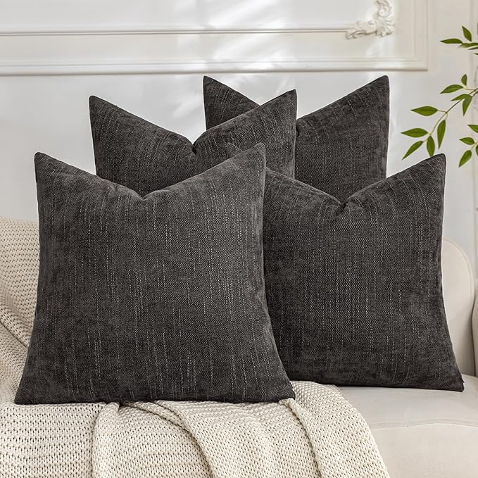Set of 4 Soft Textured Decorative Throw Pillow Covers 20x20 Inch Cozy Farmhouse by Cozoomy