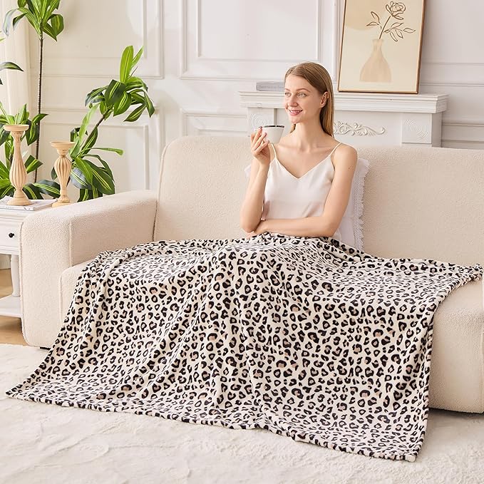Edenleaf Leopard Print Blanket Fleece Throw - Image 2