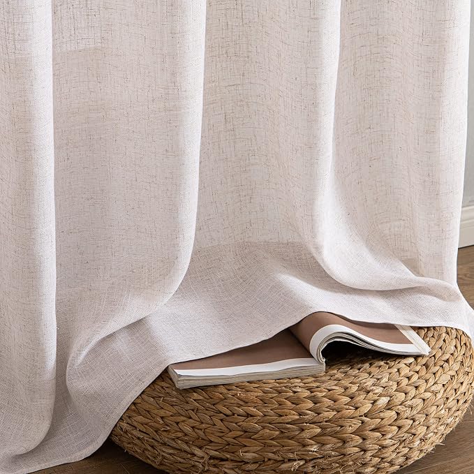 MIULEE Natural White Linen Curtains 52x108 Inch - Image 7