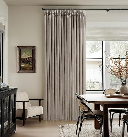 90 Inch Linen Pinch Pleat Semi Sheer Curtains Brown Burlywood Birch 50x90 | by Twodrapes