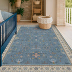 Washable 5x7 Blue Rugs for Kids Room, Boho 5 x 7 Nursery Rug Boys, Colorful - Image 3