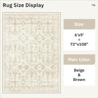 Soalmost 6x9 Area Rug for Living Room Washable Rugs Non-Slip Beige/Brown | - Image 5