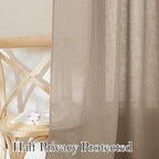 RYB HOME Linen Semi Sheer Curtains 63 inch Length - Image 5