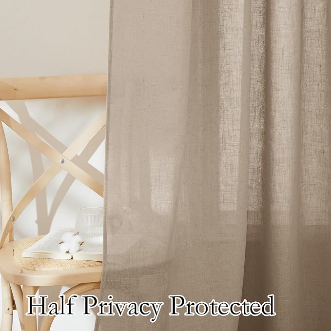 RYB HOME Sheer Curtains 102 inches, Extra Long Floor to Ceiling Curtains | Half - Image 5