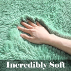 Sage Green 3x5 Rugs for Bedroom, Fluffy Bedside Area Rug, Soft Plush Shaggy - Image 2