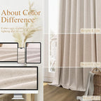 Oatmeal 100% Blackout Linen Curtains 63 Inch Length 2 Panels Set - Image 7