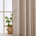 MIULEE Taupe Linen Curtains 37x84 Inch Soft Thick Linen Window Drapes | 84 Inch - Image 5
