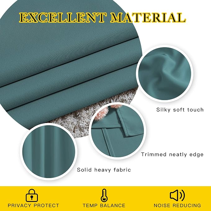 NICETOWN Blackout Curtains 63 inches Long, Grommet Window Treatment Energy - Image 4