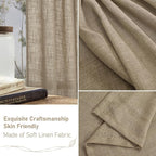 Taupe Semi Sheer Linen Curtains 63 Inch Length, Light Filtering Panels Bronze - Image 7
