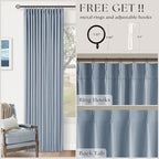 100 Inch Blackout Pinch Pleated Thick Linen Curtains 2 Panel Set | 100% Black - Image 4