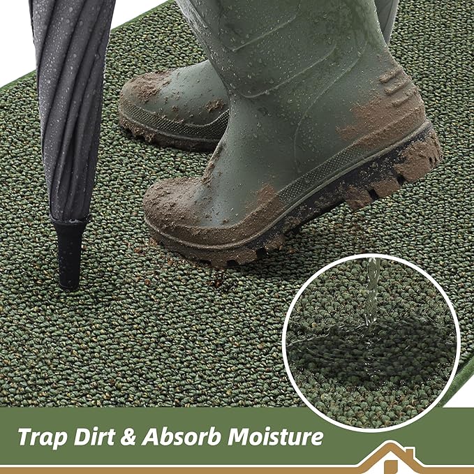 BEQHAUSE Dirt Trapper Door Mat 32" x 48" Half Circle Non Slip Rugs, Absorbent - Image 3