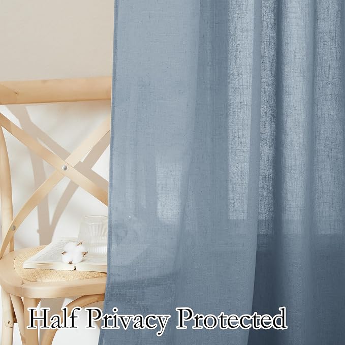 RYB HOME Linen Semi Sheer Kitchen Curtains Over Sink 36 inches Length | Light - Image 4