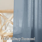 RYB HOME Linen Semi Sheer Kitchen Curtains Over Sink 36 inches Length | Light - Image 4