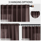 Coffee Brown Linen Curtains 90 inch Length - Image 2