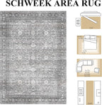 Schweek 2x3 Entryway Rug Non-Slip Washable Vintage Area Rugs Grey Door Mat | - Image 2