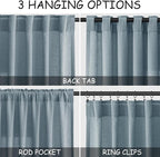 Light Blue Linen Curtains 80 Inches Long 2 Panels Set - Image 2