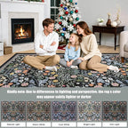 PLHXFR Area Rug 10x14 Living Room: Floral Washable Boho Carpet Dark Black | - Image 9