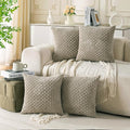 Set of 4 Taupe Decorative Throw Pillow Covers 16x16 Inch Corduroy Pillow Covers by Cozoomy