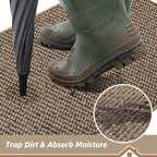 BEQHAUSE Dirt Trapper Door Mat 24" x 36" Half Circle Non Slip Rugs, Taupe | - Image 3