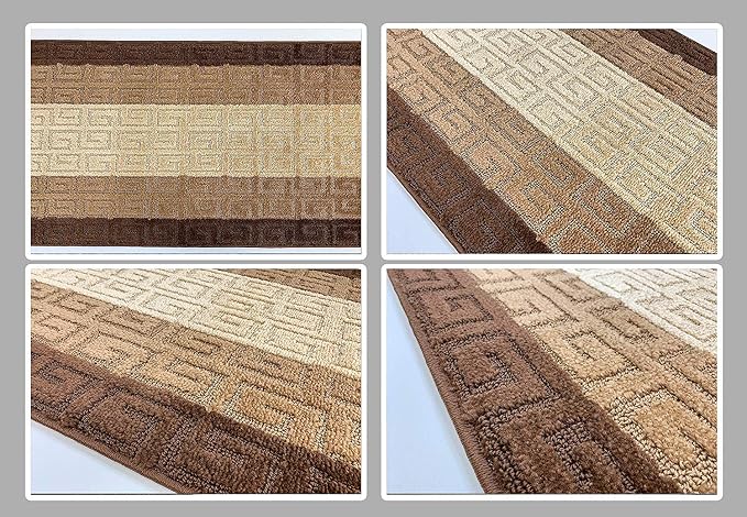 Custom Length Hallway Runner Rug, Slip Resistant, Meander Brown, 26 Inch X 15 - Image 6