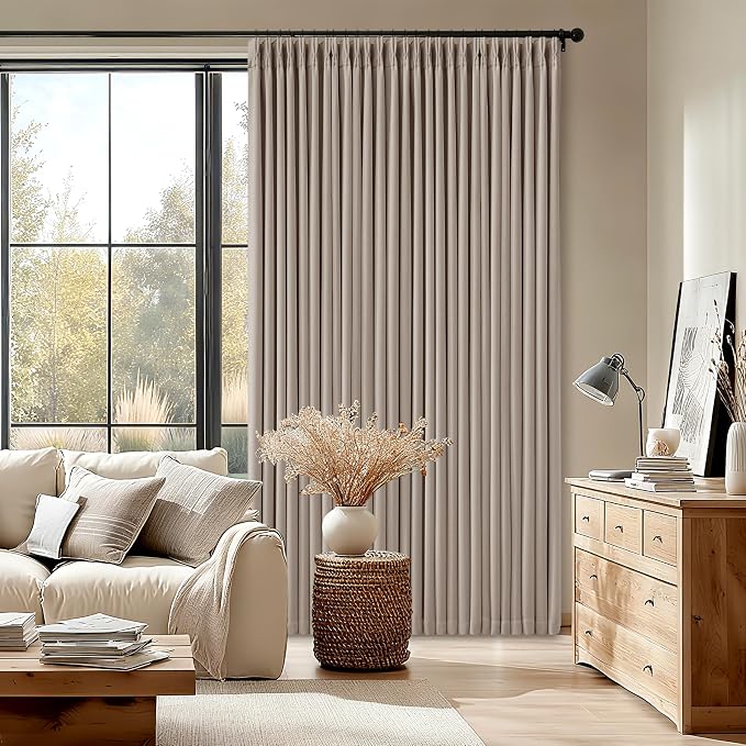 Burlywood Birch Pleated 100% Blackout Curtains 96 Inches Long 2 Panels | Memory - Image 9