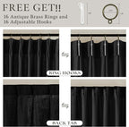 Linen Pleated Light Filtering Black Memory Shaped Curtains 108 Inches Long | - Image 5