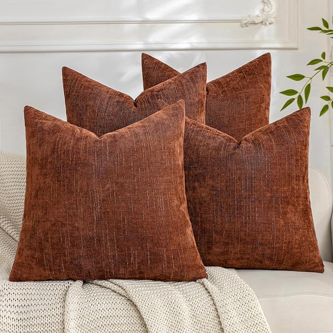 Set of 4 Soft Textured Decorative Throw Pillow Covers 24x24 Inch Cozy Farmhouse by Cozoomy